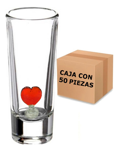 Set 50 Caballitos Shot Tequileros 2oz - Amor Corazón Vidrio