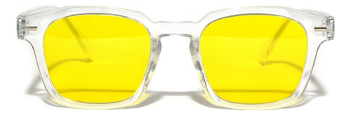 Gafas De Sol Squared Lente Amarillo Marco Transparente Uv400