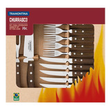 Kit Set Asado Tramontina Madera Cubiertos + Cuchilla X 14 Pz