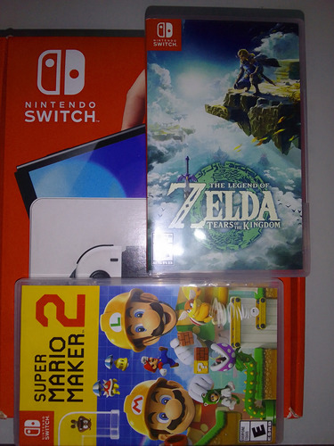 Nintendo Switch Oled Branco + 2 Jogos Físicos + 29 Jogos Digitais.