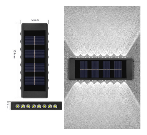 Paquete De 6 Luces Led Foco Muro, 16 Led, Aplique Solar Exte