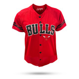 Jersey Casaca Beisbol Chicago Bulls Rojo Bordada Baseball 