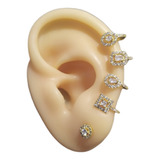 Brinco Ear Cuff Noiva Pedra Zirconia Prata Ou Dourado Festa