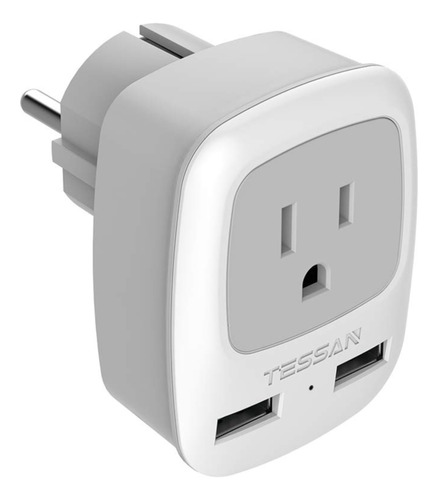 Adaptador De Enchufe De Viaje Us To Europe, 2 Usb Y 1 Toma D