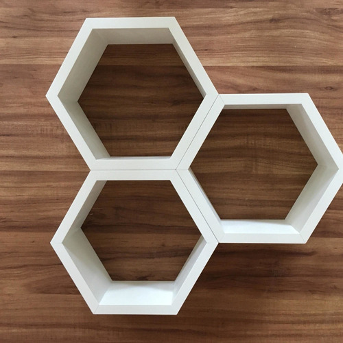 3 Un. Colmeia Hexagonal De Parede Decorativa Na Cor Branco