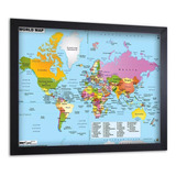 Quadro Com Moldura Decor Mapa Mundi 30 Tamanho A2 60x42cm