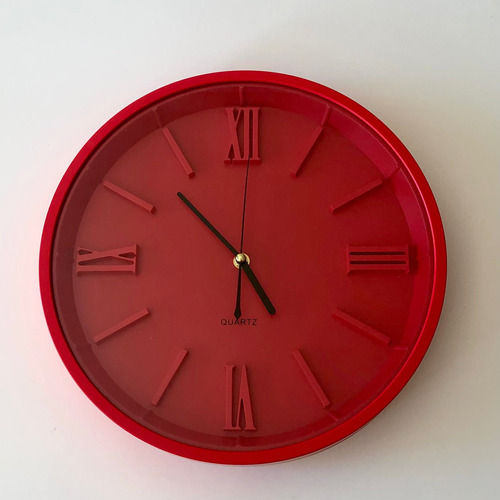 Reloj De Pared Colgar Rojo 33 Cm Funcionando Números Romanos