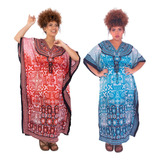 Combo 2 Vestidos Kaftan Longo Ajustável Boho Saida Praia Gg