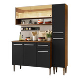 Cocina Integral 137cm Marrón/negro Emilly Art Madesa 04