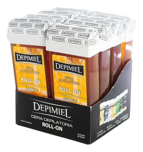 8 Unid Roll On Depimiel Cera Clasica Miel 100g