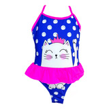 Traje De Baño Gato Para Niñas Completo Gatitos Tutu