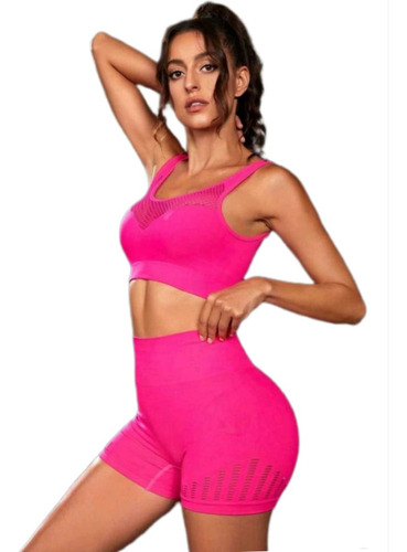 Conjunto Deportivo Importado Fucsia Biker+ Top. Ref. 5145