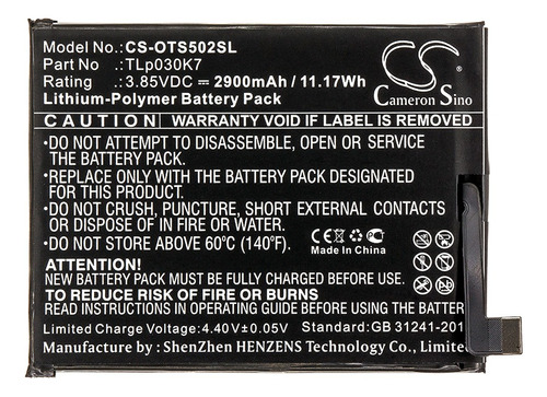 Batería Para Alcatel 1s, Tlp030k7, Ot-5024d ,2900mah