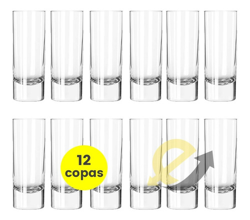 Copa Caño Para Tequila Shot En Cristal Pack X 12 Unidades 