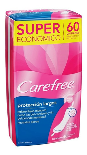 Protectores Diarios Carefree Protección Largo X 60 Un
