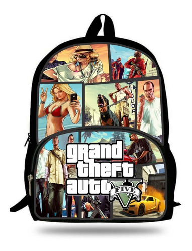 Mochila Grand Theft Auto Gta Game Notebook Bolsos Promoção