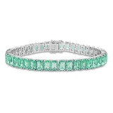 Pulseira Life Royal Prata Cristal Verde Tamanho 18