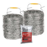 Kit 2 Arame Farpado 250m Cercamento Rural + 1 Kg De Grampo