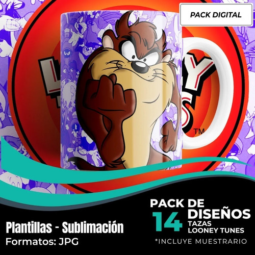 20 Diseños Plantillas Tazas Looney Tunes Sublimación M2