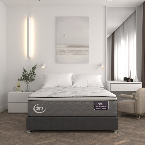 Colchón Queen Size Serta Confort Natural Foam +base Cama