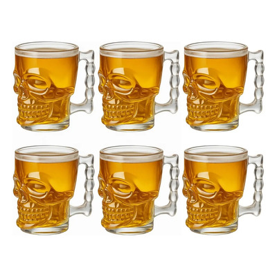 Pack 6 Tarros Cerveza Calaca Vaso Vidrio Calavera 460ml | MercadoLibre