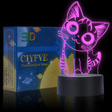 Lámpara De Noche De Gato 3d, Lámpara De Escritorio Led, Cont