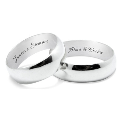 Par De Argollas De Matrimonio Lisas De Plata Fina 925 Pareja