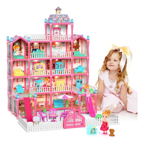 Casa De Muñecas Led Con Muebles Castillo De Princesa 379pcs