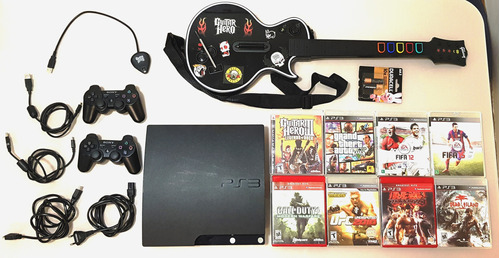 Playstation 3 + Guitarra Guitar Hero + 2 Controles + 8 Jogos