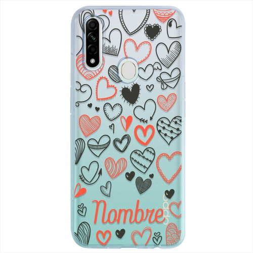 Funda Oppo Antigolpes Corazones Personalizada Tu Nombre