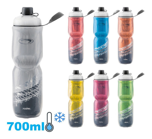 Garrafinha Térmica Caramanhola De Água Bike 700ml C Suporte Cor Verde