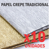 10 Papel Crepe 0,5x2metros Colores Metalizado Dorado Plata