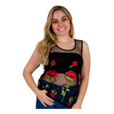 Conjunto Feminino Top E Blusa Tule Manga Curta Delicada