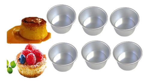 Moldes Flan  Muffins Gelatinas Cup Cakes 6pzs Aluminio 