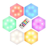 Luz Led Hexagonal 16 Cores Com 6 Lâmpadas + Controle Remoto