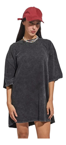 Remeron Oversize Negro Acid Washed Bomba Bordado Bmb