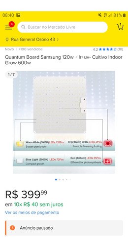 Quantum Board Led 120w Cultivo Indoor Grow Ir+uv