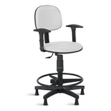 Cadeira Caixa Alta Balcao Secretaria C/ Braco Rv Branco