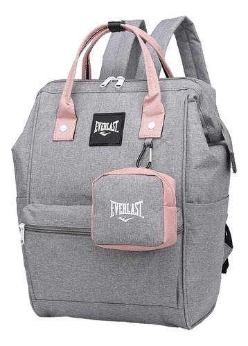 Mochila Everlast Boca Rigida Con Monedero Combinada Urbana Color Gris 22205