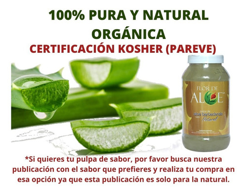 Gel De Aloe Vera Sábila 100% Natural Orgánica (pulpa)