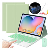 Funda C/teclado Y Mouse P/galaxy Tabs6 Lite 10.4 Verde Claro