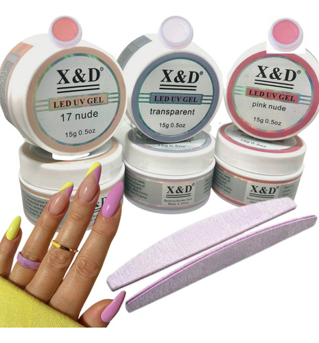 Kit 3 Gel X&d Uv Led 15g Pink Nude, Transparente Unha