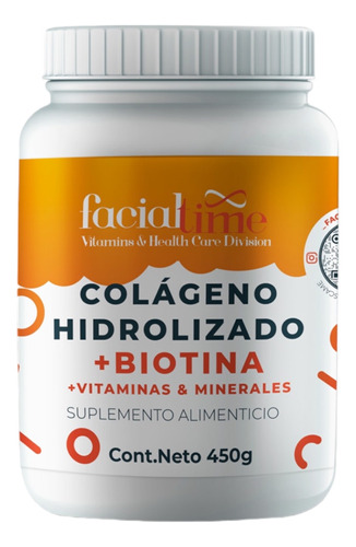 Cólageno Hidrolizado Biotina + Acido Hialurónico  De 450g