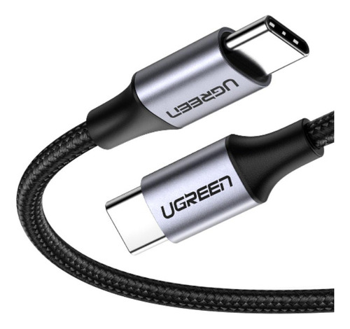 Cabo Usb-c P/ Usb-c Ugreen Reforçado Alumínio 60w 1 Metro Cor Preto