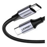 Cabo Usb-c P/ Usb-c Ugreen Reforçado Alumínio 60w 1 Metro Cor Preto