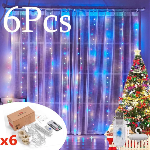 6 Luces Led Para Cortinas, Bodas, Fiestas, Navidad, Usb, 3 X