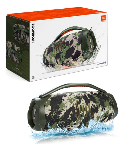 Caixa De Som Jbl Boombox 3 Bluetooth Prova D'água Camuflada