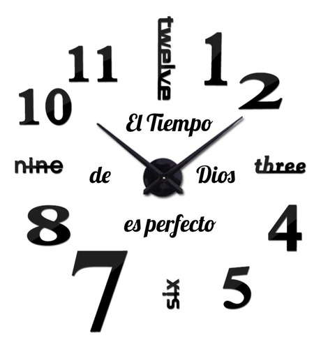 Reloj De Pared 3d Tamaño Grande 100 X 100 + Frase En Vinilo