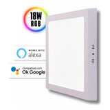 Painel Led Wifi Sobrepor 18w Rgb Quadrado Inteligente Alexa