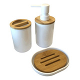 Set Baño Acrílico X3 Dispenser Jabonera Portacepillos Pvc 